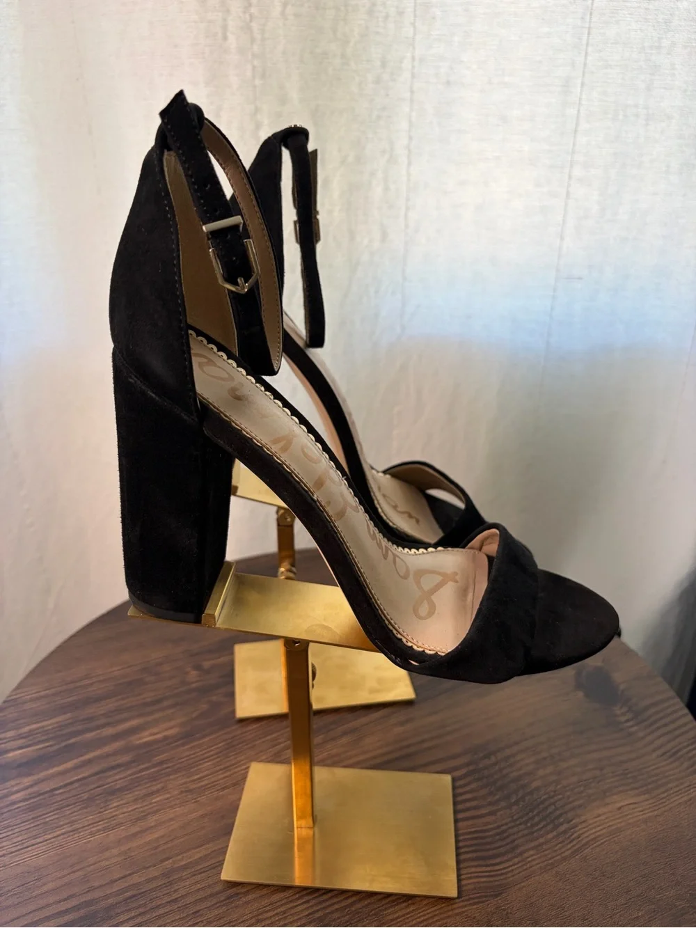 ⁠Sam Edelman Yaro Black Suede Block Heel Sandals Size 8.5⁠